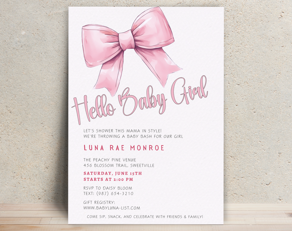 Editable Baby Shower Invitation Girl | Pink Floral Baby Invite Canva Template | Digital Download | Printable Baby Shower Invite 5x7