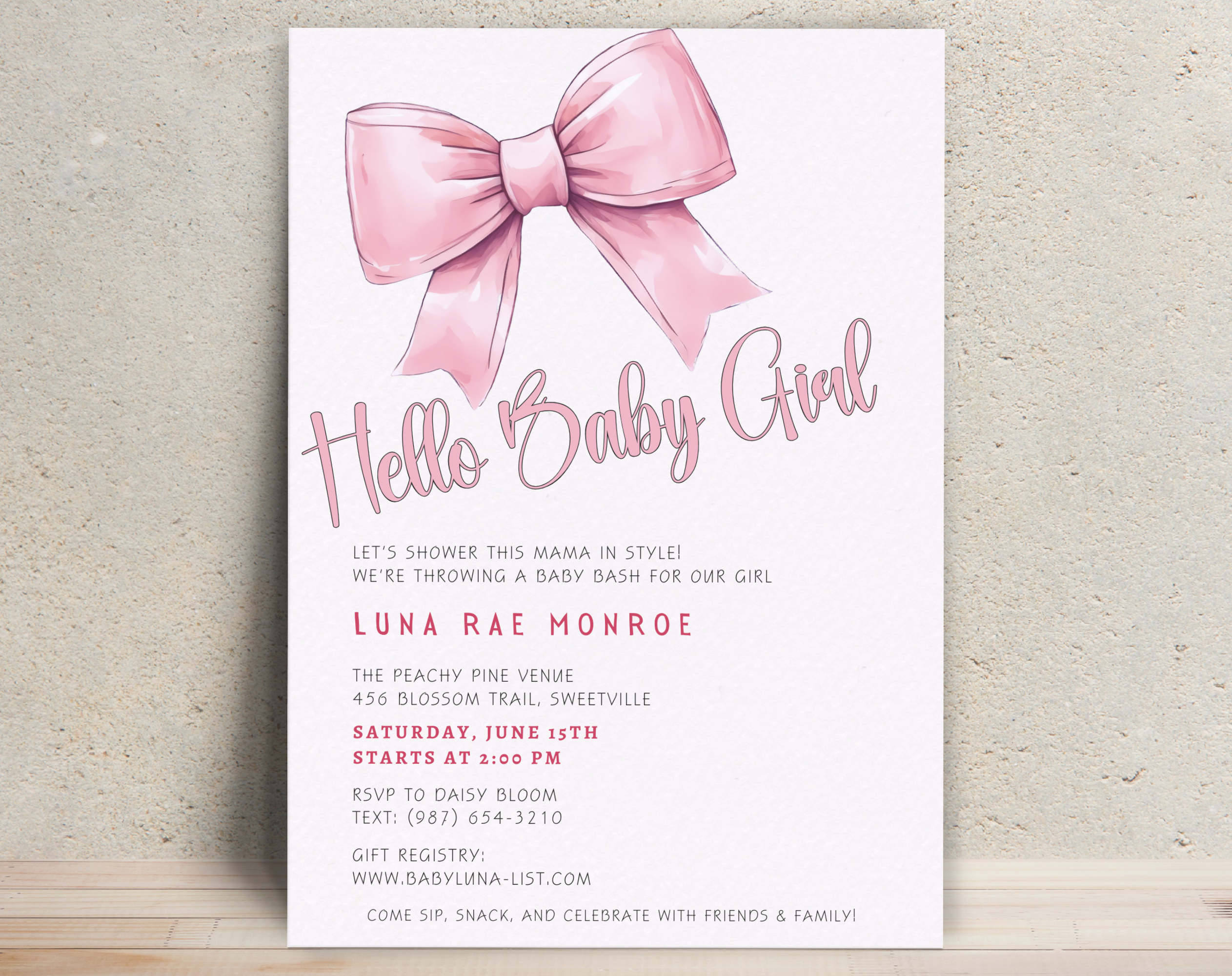 Editable Baby Shower Invitation Girl | Pink Floral Baby Invite Canva Template | Digital Download | Printable Baby Shower Invite 5x7