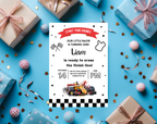 Race Car 1st Birthday Invitation for Boys | Formula One Racing Theme | Editable 5x7 Canva Template | Printable Digital Download Invite