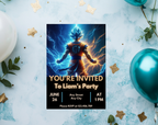 Editable Anime Warrior Birthday Invitation Canva Template | Action Hero Party Invite for Boys | Saiyan Inspired Digital Download