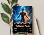 Editable Anime Warrior Birthday Invitation Canva Template | Action Hero Party Invite for Boys | Saiyan Inspired Digital Download