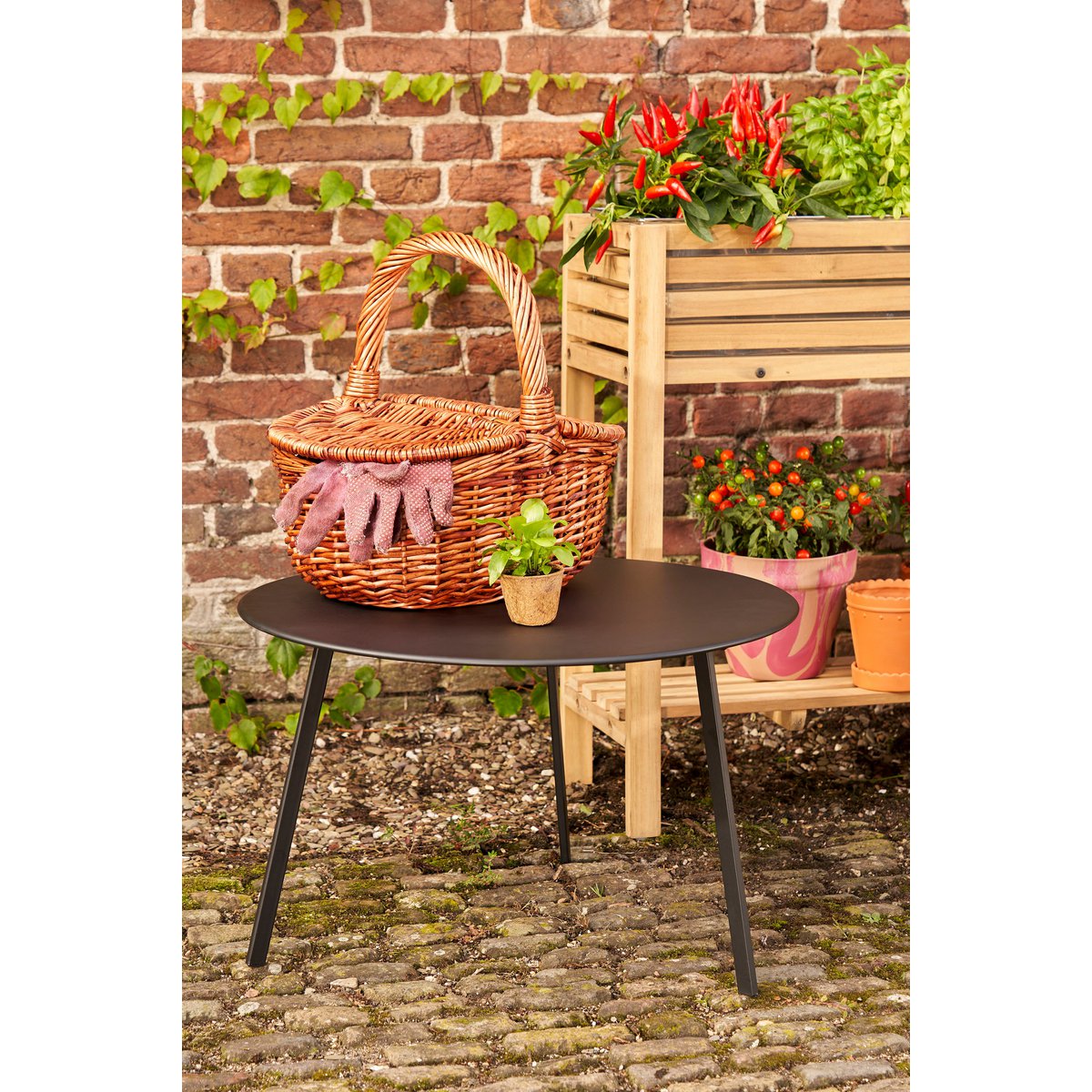 Seatle Bijzettafel voor Buiten - H38 x Ø58 cm - Metaal - Zwart