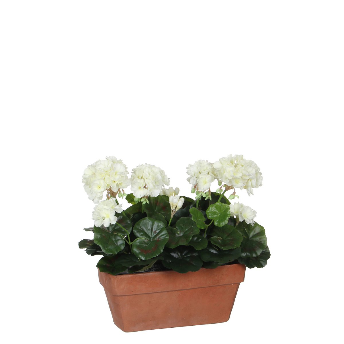 Geranium Kunstplant in Balkonbak - L29 x B13 x H40 cm - Wit