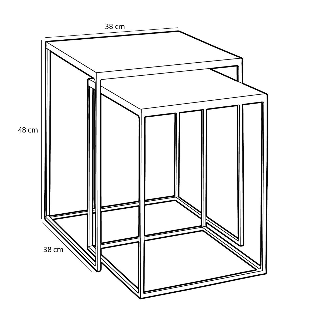 Bijzettafel voor Buiten - Set van 2 - L38 x B38 x H48 cm - Metaal - Grijs