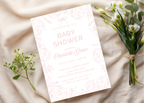 Vintage Pink Toile Baby Shower Invitation | French Pink Blush 5x7 Canva Template | Girl Baby Invite | Editable Printable Digital Download