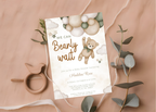 We Can Bearly Wait Baby Shower Invitation | Editable 5x7 Canva Template | Boho Cute Bear Gender Neutral Invite | Printable Digital Download