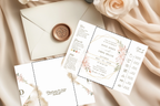 Boho Tri‑Fold Wedding Invitation | Soft Neutral Colors | Canva Template | Editable Printable Digital Download | Rustic Chic Invite