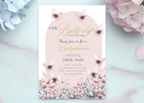 A Little Butterfly Is on the Way Baby Shower Invite | Pink Boho Butterflies | 5×7 Canva Template | Editable Printable Digital Download