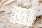 Boho Tri‑Fold Wedding Invitation | Soft Neutral Colors | Canva Template | Editable Printable Digital Download | Rustic Chic Invite