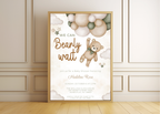 We Can Bearly Wait Baby Shower Invitation | Editable 5x7 Canva Template | Boho Cute Bear Gender Neutral Invite | Printable Digital Download