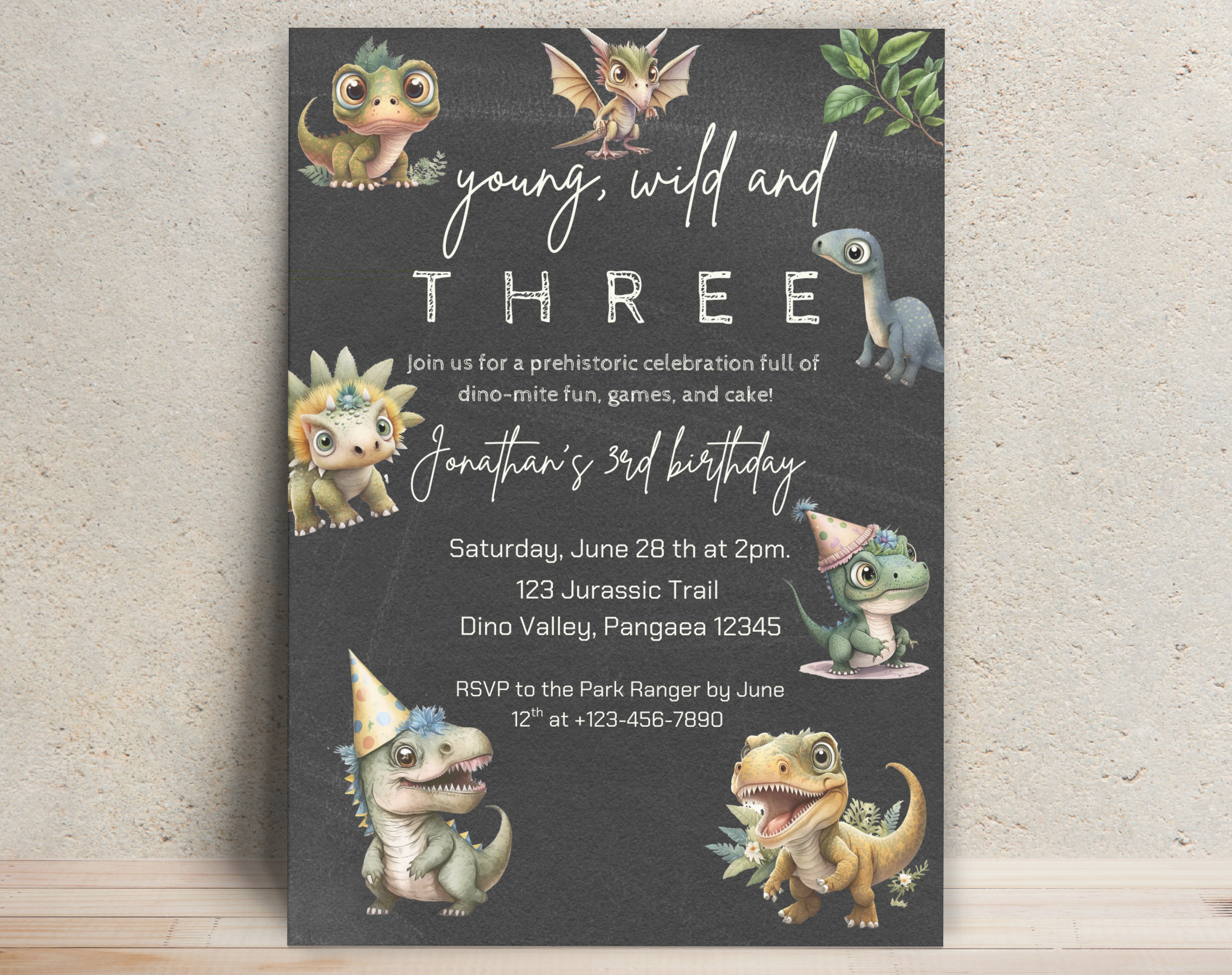 Roarsome Dinosaur Birthday Party Invitation | Editable Dino Theme Kids Invite | Printable Jurassic Party Template for Boys & Girls