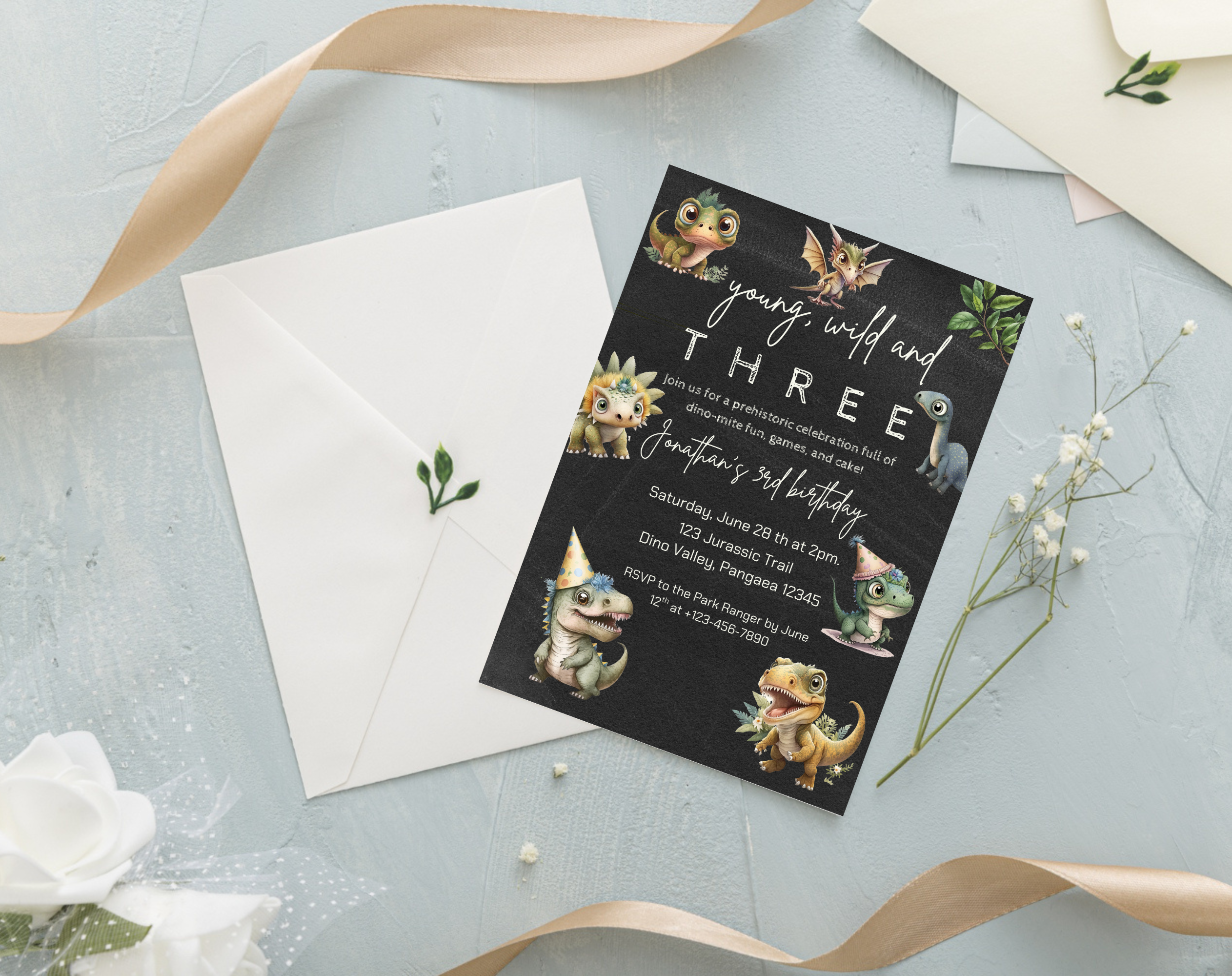 Roarsome Dinosaur Birthday Party Invitation | Editable Dino Theme Kids Invite | Printable Jurassic Party Template for Boys & Girls