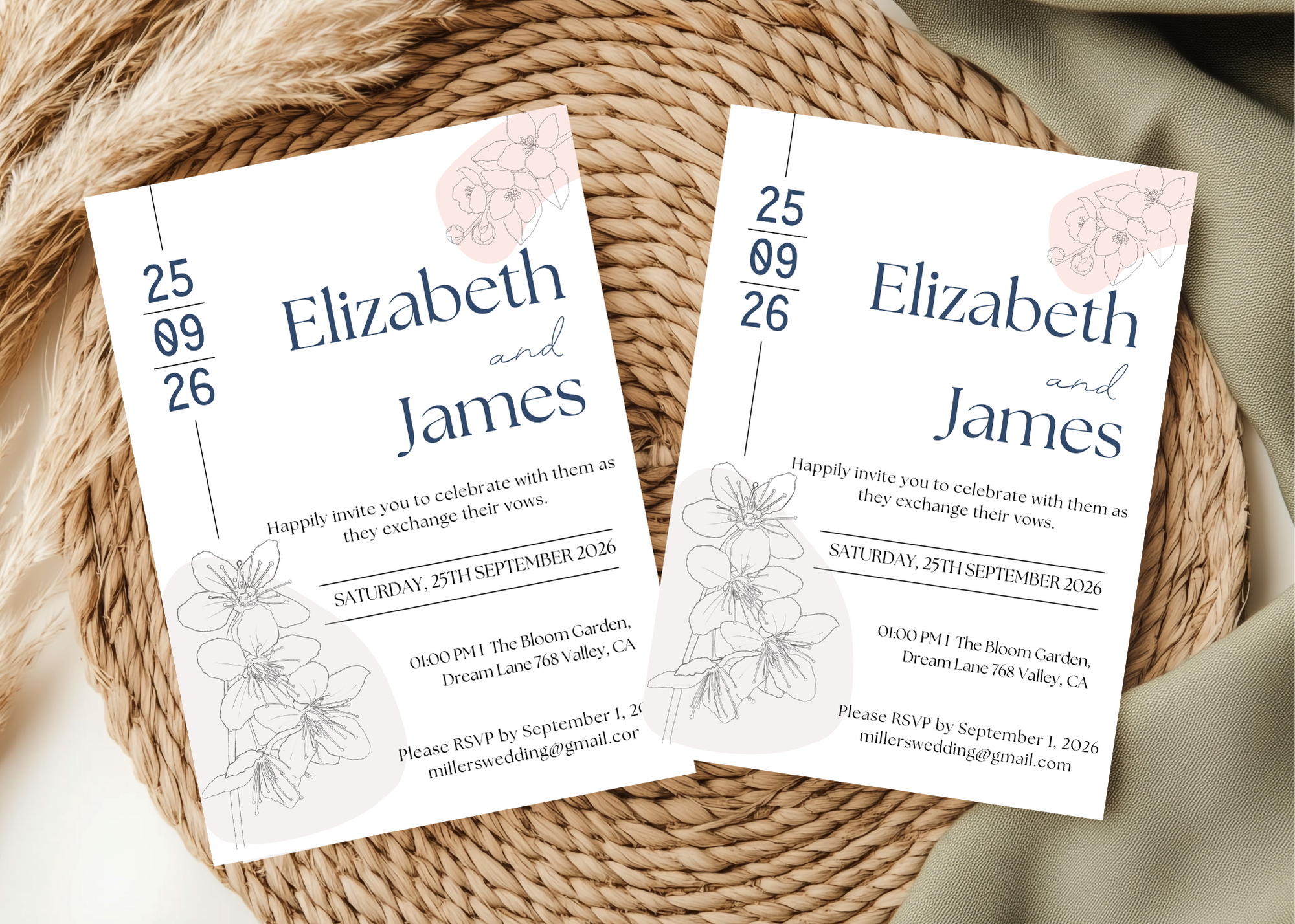 Editable Minimalist Wedding Invitation, Simple Wedding Invite, Modern Elegant Clean Design, Instant Download, Stylish Invite Stationery