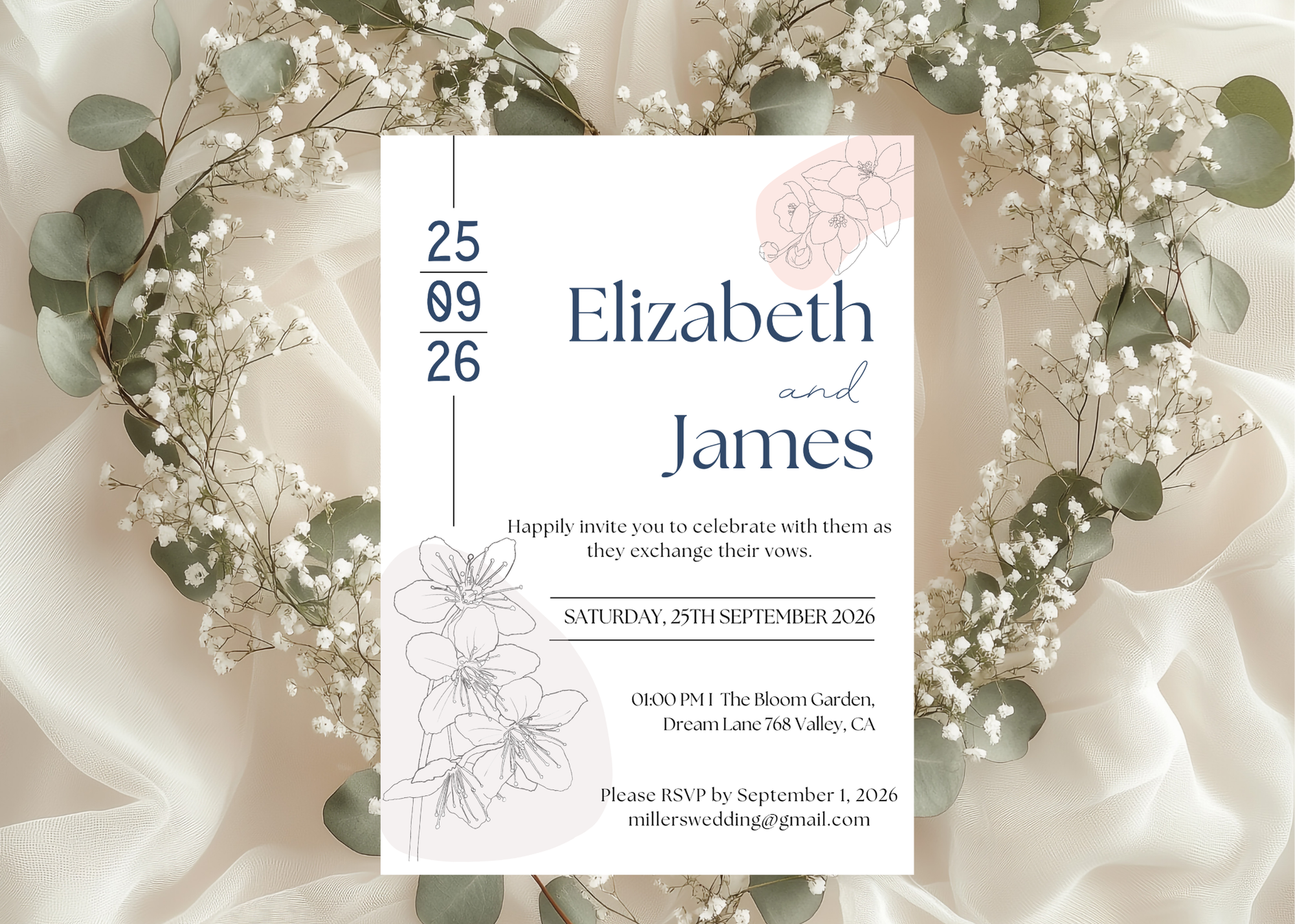 Editable Minimalist Wedding Invitation, Simple Wedding Invite, Modern Elegant Clean Design, Instant Download, Stylish Invite Stationery