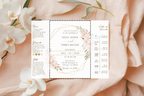 Boho Tri‑Fold Wedding Invitation | Soft Neutral Colors | Canva Template | Editable Printable Digital Download | Rustic Chic Invite