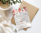 Our Berry Sweet Is Turning One Birthday Invite | Strawberry 1st Birthday Canva Template | Editable 5×7 Printable Digital Download for Girls