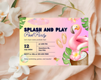 Flamingo Pool Party Invitation | Let's Flamingle Birthday Invite | Tropical Summer Bash | Editable Canva Template | Instant Download
