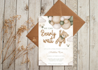 We Can Bearly Wait Baby Shower Invitation | Editable 5x7 Canva Template | Boho Cute Bear Gender Neutral Invite | Printable Digital Download