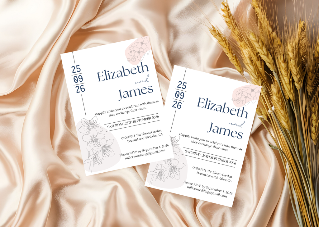 Editable Minimalist Wedding Invitation, Simple Wedding Invite, Modern Elegant Clean Design, Instant Download, Stylish Invite Stationery