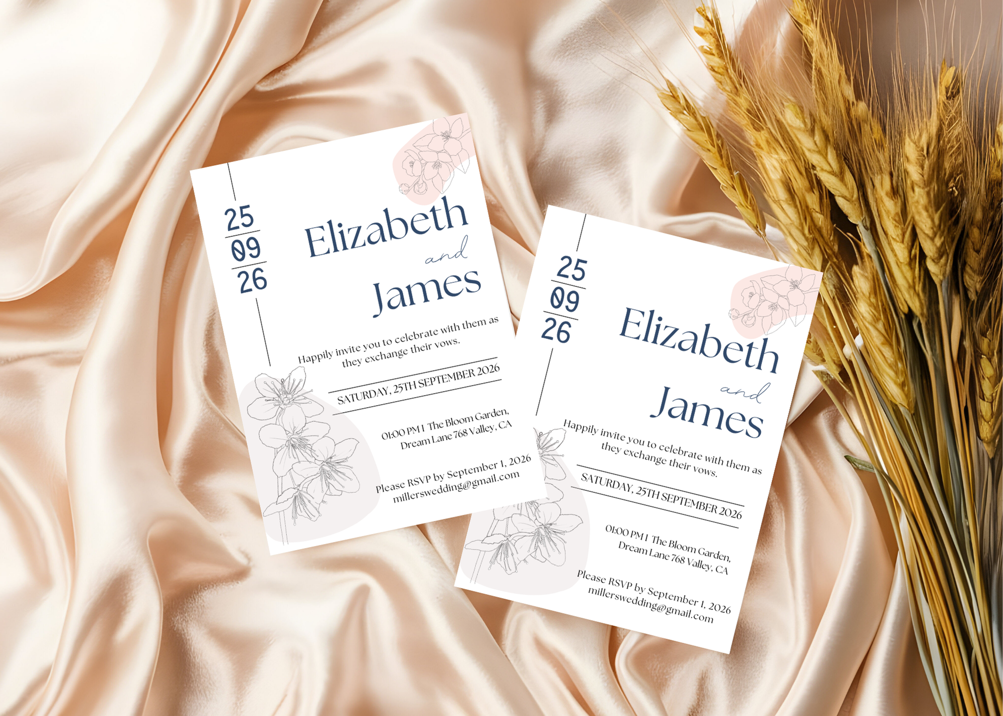 Editable Minimalist Wedding Invitation, Simple Wedding Invite, Modern Elegant Clean Design, Instant Download, Stylish Invite Stationery