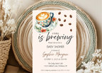 A Baby Is Brewing Invite | Coffee Baby Shower Invitation | Canva Template | Printable 5x7 | Editable Digital Download for Baby Girl or Boy