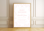 Vintage Pink Toile Baby Shower Invitation | French Pink Blush 5x7 Canva Template | Girl Baby Invite | Editable Printable Digital Download