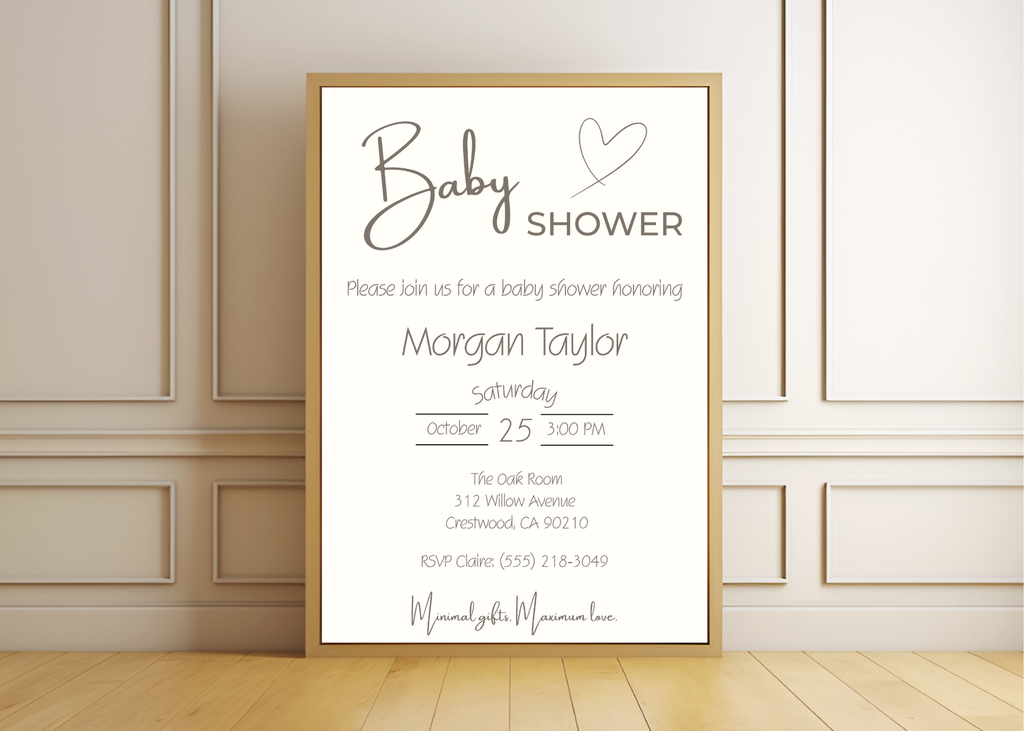 Minimalist Baby Shower Invitation | Classic Gender Neutral Modern Design | Beige Editable Printable Digital Download Boy Girl Design Invite