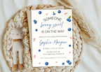 Someone Berry Sweet Is On the Way Baby Shower Invite Blueberries Canva Template | Editable Printable Digital Download Blueberry Baby Shower