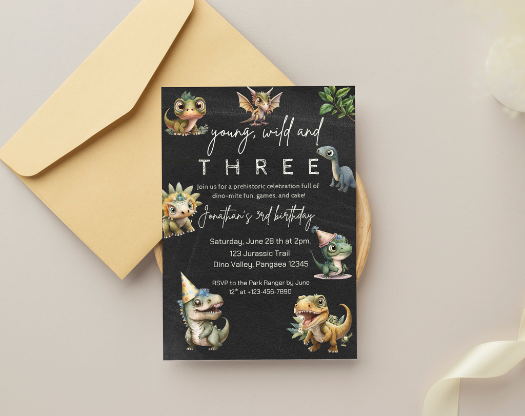 Roarsome Dinosaur Birthday Party Invitation | Editable Dino Theme Kids Invite | Printable Jurassic Party Template for Boys & Girls