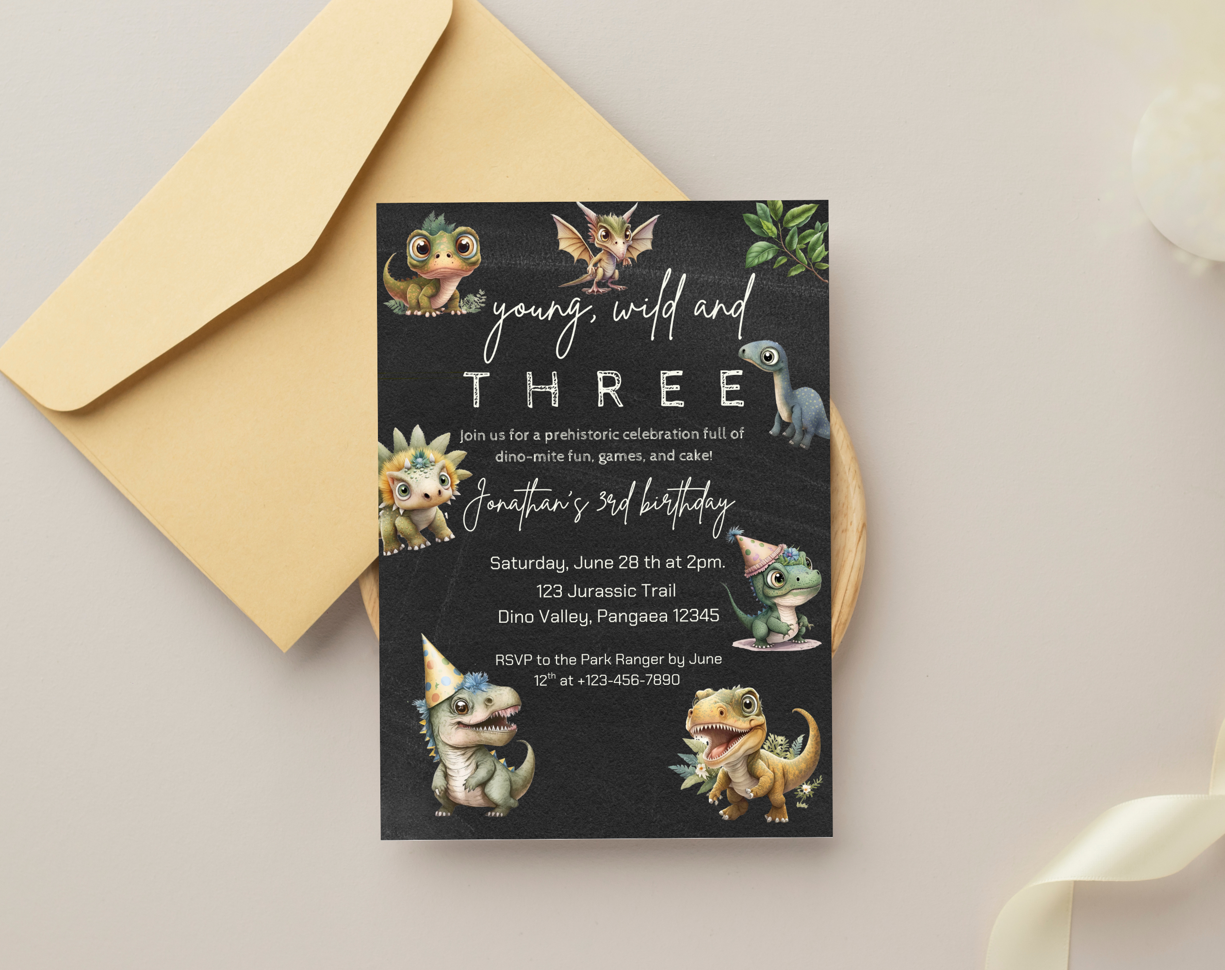 Roarsome Dinosaur Birthday Party Invitation | Editable Dino Theme Kids Invite | Printable Jurassic Party Template for Boys & Girls