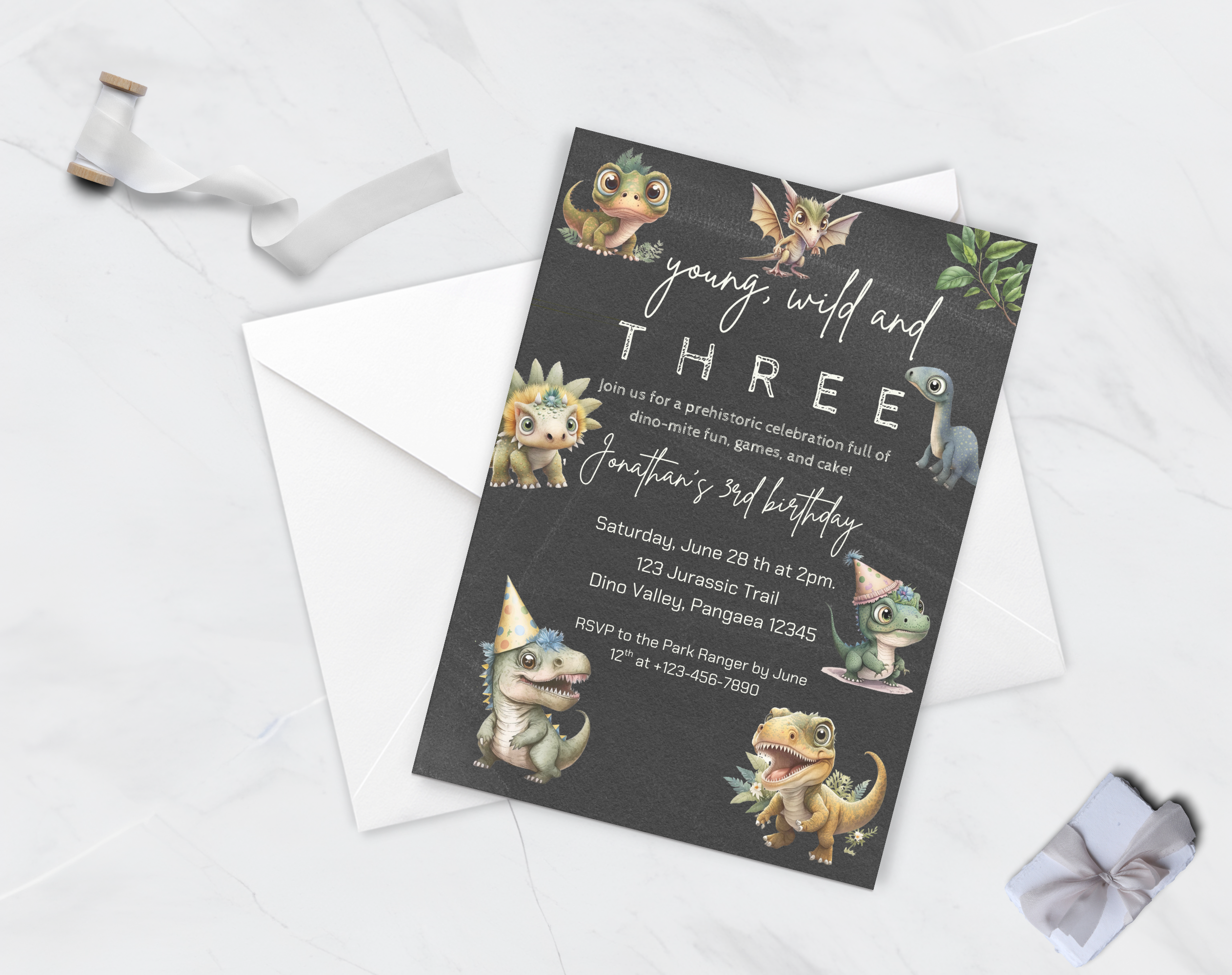 Roarsome Dinosaur Birthday Party Invitation | Editable Dino Theme Kids Invite | Printable Jurassic Party Template for Boys & Girls