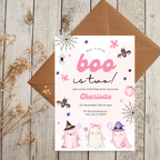 Our Little Boo is Turning Two Halloween Birthday Invitation Cute Ghost 2nd Birthday Party Invite Printable Halloween Toddler Girly pastel