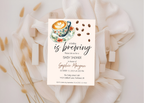 A Baby Is Brewing Invite | Coffee Baby Shower Invitation | Canva Template | Printable 5x7 | Editable Digital Download for Baby Girl or Boy