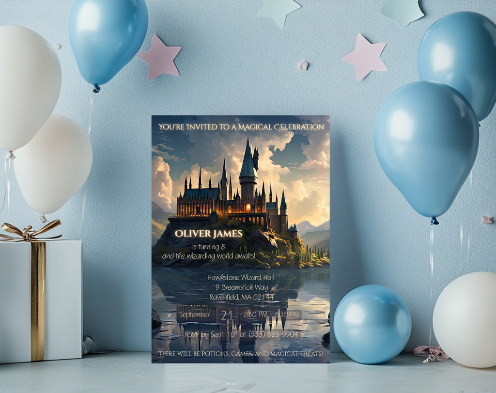 Wizard Invite, Witch Invitation, Magical party, Wizards witches invitation, Birthday invitation wizard world, Magical Castle, Editable