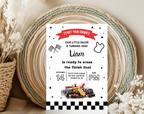 Race Car 1st Birthday Invitation for Boys | Formula One Racing Theme | Editable 5x7 Canva Template | Printable Digital Download Invite