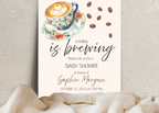 A Baby Is Brewing Invite | Coffee Baby Shower Invitation | Canva Template | Printable 5x7 | Editable Digital Download for Baby Girl or Boy
