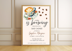 A Baby Is Brewing Invite | Coffee Baby Shower Invitation | Canva Template | Printable 5x7 | Editable Digital Download for Baby Girl or Boy
