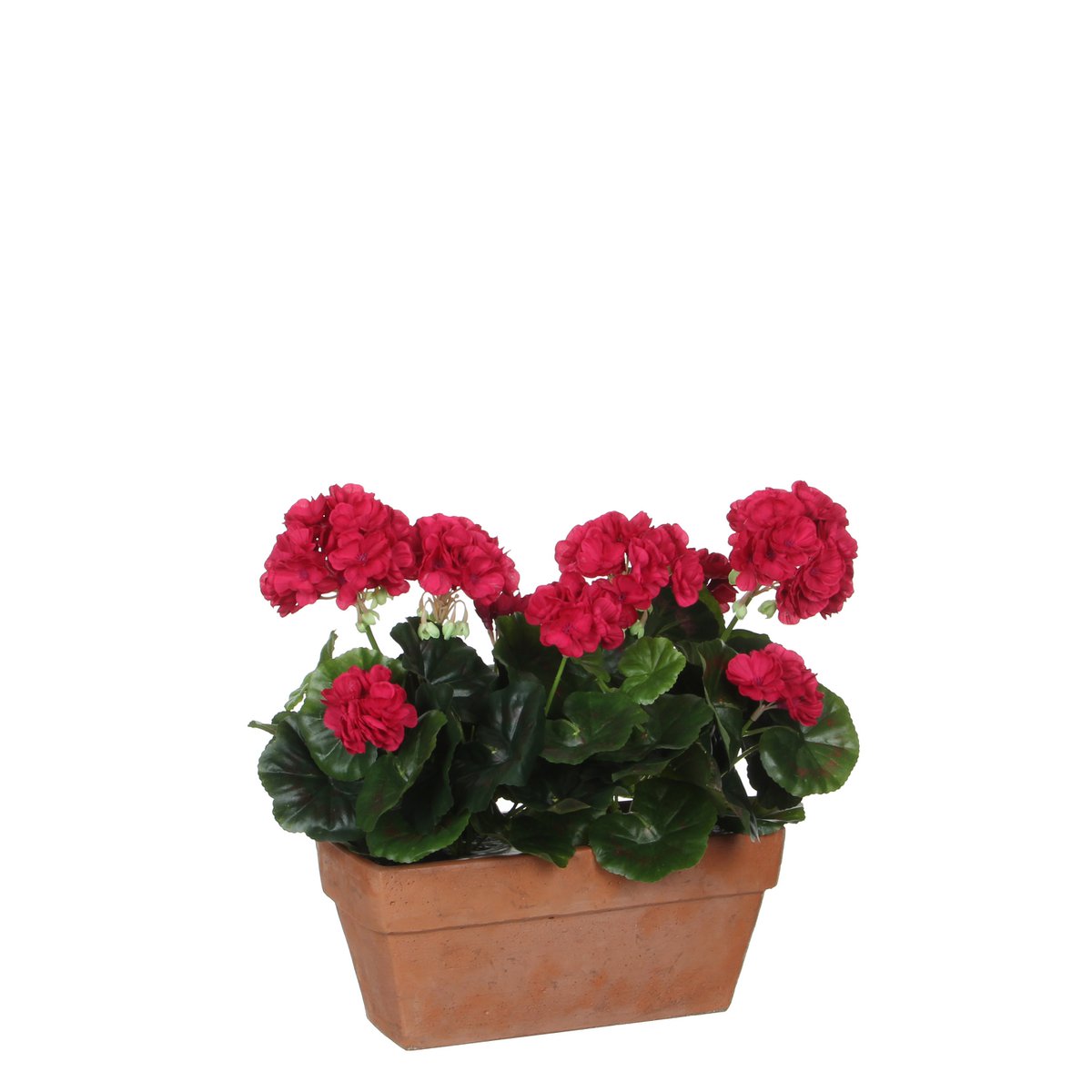 Geranium Kunstplant in Balkonbak - L29 x B13 x H40 cm - Donkerroze