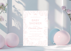 Vintage Pink Toile Baby Shower Invitation | French Pink Blush 5x7 Canva Template | Girl Baby Invite | Editable Printable Digital Download
