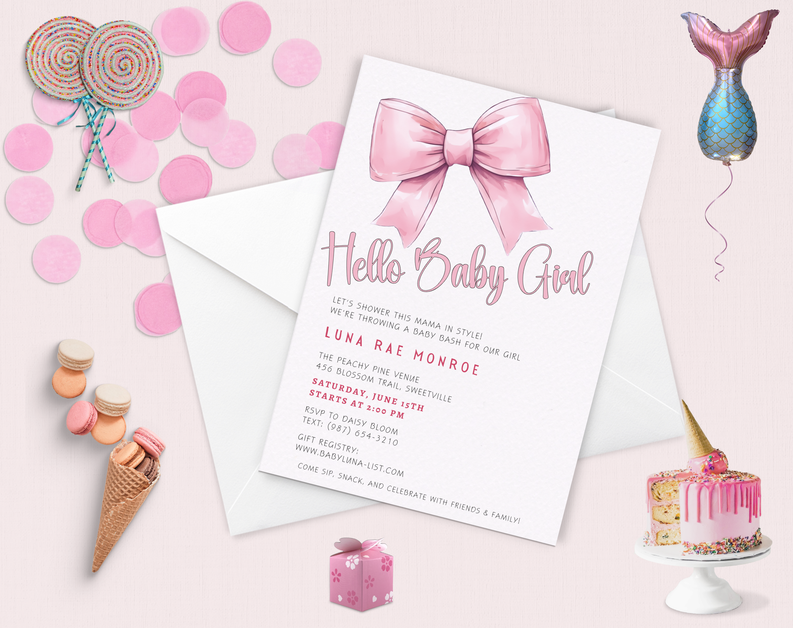 Editable Baby Shower Invitation Girl | Pink Floral Baby Invite Canva Template | Digital Download | Printable Baby Shower Invite 5x7