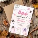 Our Little Boo is Turning Two Halloween Birthday Invitation Cute Ghost 2nd Birthday Party Invite Printable Halloween Toddler Girly pastel