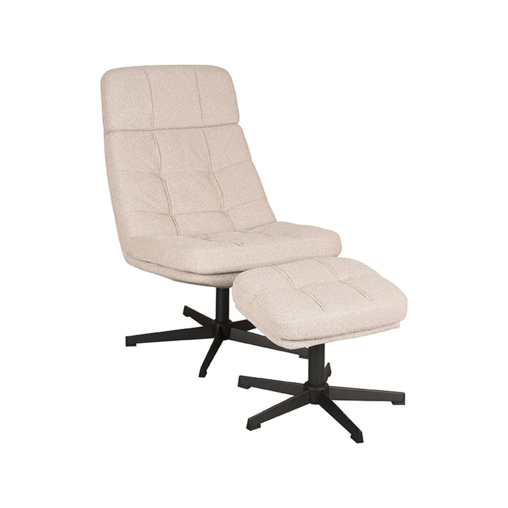 Draaifauteuil Alvar + Ottomane 53x57x83 cm