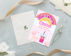 Bubble Tea Birthday Invitation | Let's Par-Tea Boba Invite | Editable Canva Template | Kawaii Girl Party | Instant Download