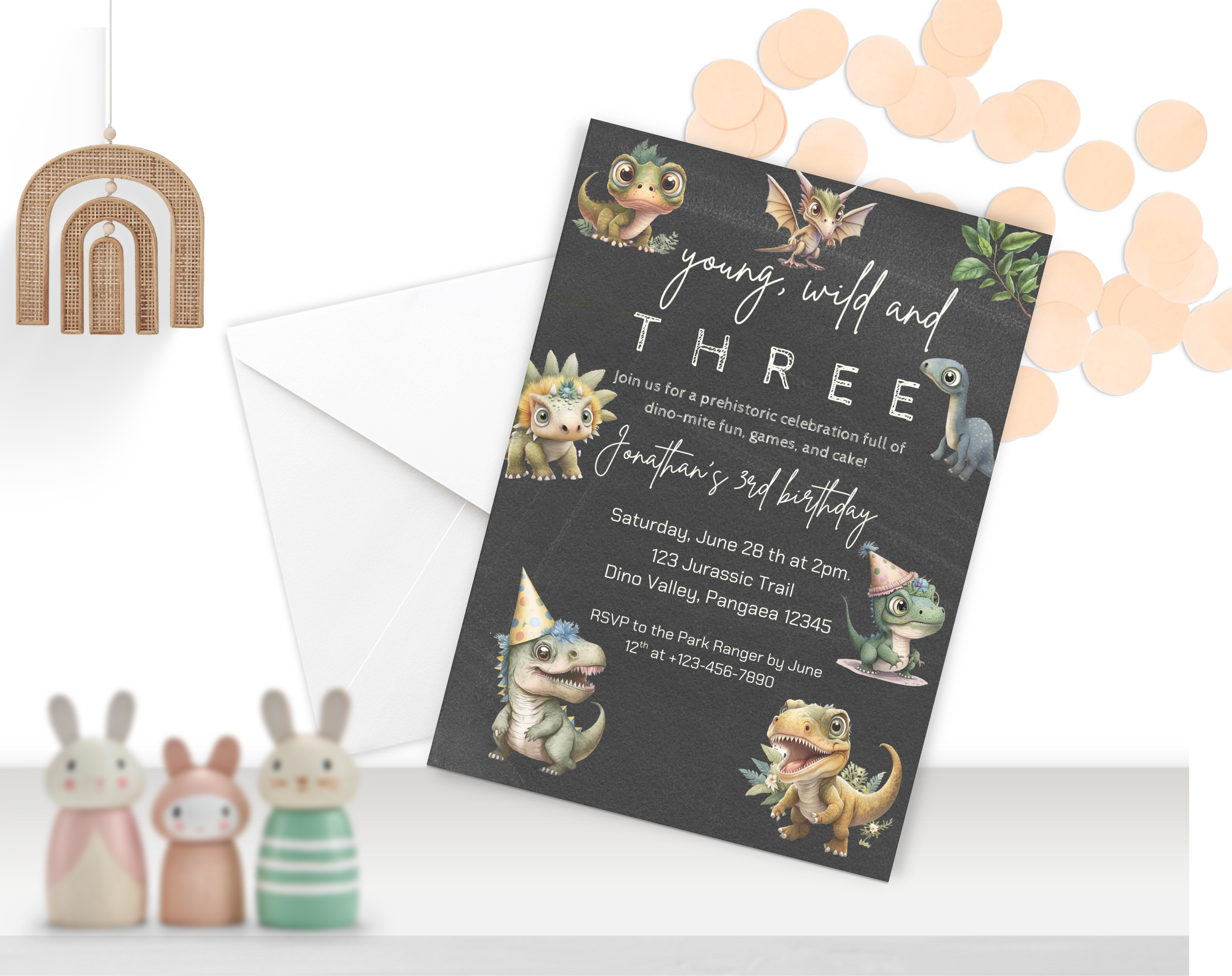 Roarsome Dinosaur Birthday Party Invitation | Editable Dino Theme Kids Invite | Printable Jurassic Party Template for Boys & Girls