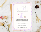 Our Little Goose is Turning 3 Invitation | Editable Purple Pastel Birthday Invite | Canva Template | Printable Digital Download | Farm Party