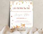 Foxy Autumn Birthday Invitation | Forest Animal Fall Party Invite | 5x7 Canva Template | Editable Printable Digital Download for Kids
