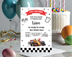Race Car 1st Birthday Invitation for Boys | Formula One Racing Theme | Editable 5x7 Canva Template | Printable Digital Download Invite