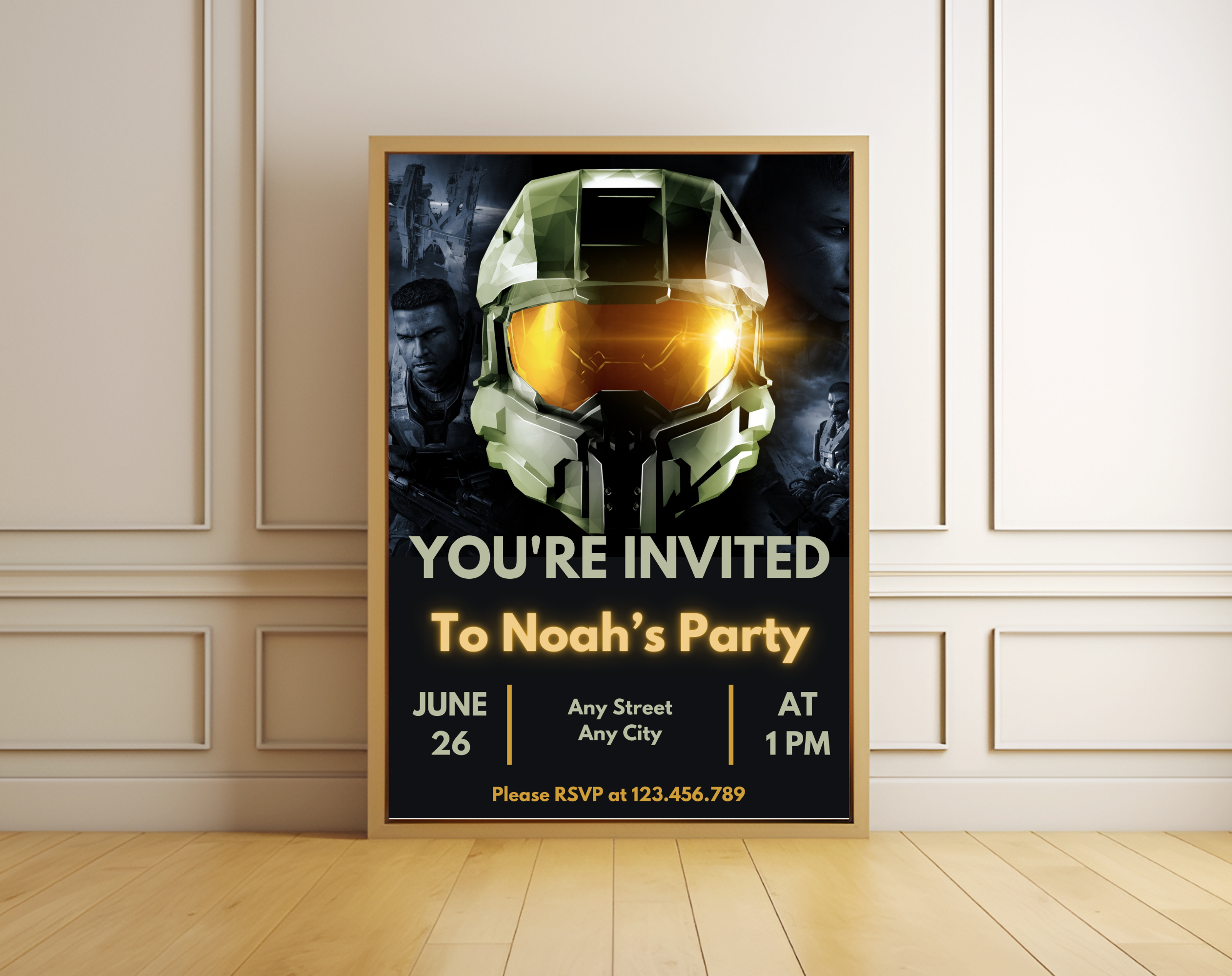 Futuristic Space Warrior Birthday Invitation | Sci-Fi Soldier Canva Template 5x7 | Editable Printable Digital Download for Boys Party