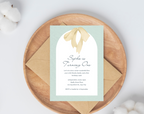 First Birthday Invitation Girl | Light Green Yellow Bow Theme | Editable Canva Template | Printable 1st Birthday Party Invite for Her