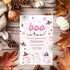 Our Little Boo is Turning Two Halloween Birthday Invitation Cute Ghost 2nd Birthday Party Invite Printable Halloween Toddler Girly pastel
